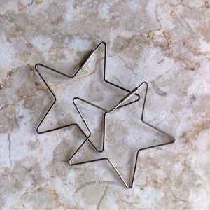 Y2K Sterling silver plated large star hoop statement earrings
